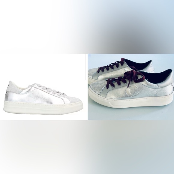 New, never worn Crème London silver sneakers size 7 Made in Italy - Picture 1 of 11